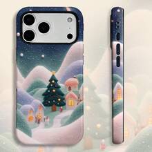 Funda impresa con escena navideña de nieve SamsungSamsung1pc, hecha de un PC duradero + carcasa protectora dos en uno, con un diseño de doble capa para excelente protección contra caídas.Compatible con iPhone 17/16/15/14/13/12/11 Pro y 17 Pro Max - Blanco - Ver 2
