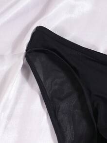 Valentine's Day Men's Black Printed Pattern Breathable Comfortable Holiday Briefs - Black - View 4