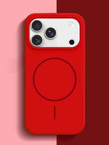 Luxury Fluorescent Liquid Silicone Phone Case, Compatible With IPhone 18 Pro Max 17 Air 16 15 14 13 12 17 Pro Max Plus, Magnetic Soft Shell - New Year Red - View 6