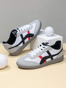 1 Đôi giày thể thao thường ngày Unisex, tối giản & phong cách, chống trượt, thoáng khí, buộc dây cổ điển, thích hợp cho trang phục hàng ngày, trường học, đường phố, mọi mùa - Xám - Xem 2