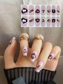 Valentine's Day Heart-Shaped Sweet Pink Y2K Versatile Mixed Nail Art Stickers With Applicator Strips, Easy To Apply