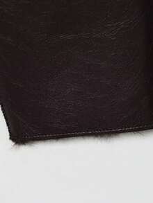 DEEKA 秋冬新款女士时尚夹克，双面仿皮极简欧美风外套 - 棕色 - 查看 6