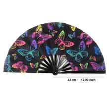 2 件装水染蝴蝶扇，艺术黑色背景，适用于摄影、艺术照、主题派对、生日派对、高端礼品 - 2pcs黑底蝴蝶 - 查看 4