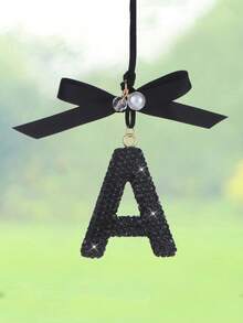 1件汽车内饰装饰配件，全钻石粉色字母汽车后视镜装饰挂件 - 黑色 - 查看 8