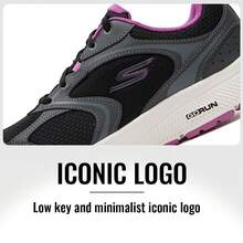 Skechers 女士 Go Run 舒适系带跑鞋，轻便舒适，配备透气 Goga Mat 高回弹鞋垫，运动休闲两用运动鞋 128280W-BKPR - 黑色/紫色 - 查看 4