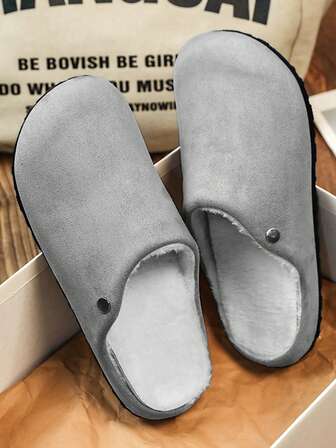 Pantuflas de slip-on de moda para hombres, sandalias casuales duraderas, cálidas para el invierno, para todo el año, zapatos para conducir para interiores/exteriores