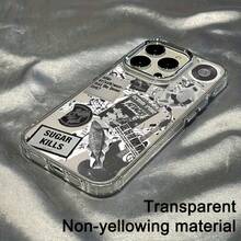 Funda para Teléfono - Estilo Retro Punk,  Nicho, Diseño Creativo con Elementos de Collage, Ajuste Ligero, Dibujos Animados, Minimalista, Moderna, Versátil, para Parejas, Anti-Caída, Resistente al Desgaste, Resistente a los Arañazos, Estuche para Teléfono de Alta Definición Impreso de Alta Calidad Adecuado para - transparente - Ver 2
