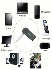 Receptor Bluetooth 5.0 para automóvil con conector AUX de 3.5 mm, transmisor de música de audio estéreo inalámbrico con micrófono, regalo del Día de San Valentín, adaptador inalámbrico 5.0 de 3.5 mm, receptor inalámbrico 2 en 1 para TV, proyector, PC, auriculares, automóvil - Batería de litio recargable, adaptador universal de 3.5 mm a 5.0 mm, accesorio de estéreo de automóvil | Diseño elegante negro | Construcción de plástico duradero, adaptador de audio inalámbrico - Negro - Ver 4