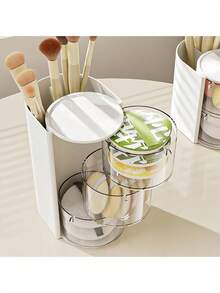 1 Stück multifunktionale drehbare Schreibtisch-Organizer Box, mit Fächern zum Aufbewahren, praktisch zum Aufbewahren von kleinen Mädchen-Haraccessoires, Gummibändern, Schmuck, DIY-Basteleien und kleinen Werkzeugen, geeignet für Halsketten, Ohrringe, Armbänder, Ringe, Make-up-Pinsel, Haarspangen und andere Accessoires - Verschiedenfarbig - Übersicht 4
