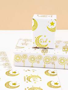 3/6 bucăți de hârtie de împachetat cadouri cu tema Eid Mubarak, hârtie de împachetat cadouri mixtă cu lună și stele albe și aurii, ambalaj cadouri DIY lucrat manual, hârtie de împachetat cadouri pentru petrecerea islamică Ramadan, decorațiuni Ramadan Eid, decor pentru casă Ramadan, binecuvântări Ramadan - platină - Vizualizare 5