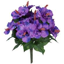 2支仿真花，户外人造植物，假木槿花，热带花卉，适用于户外花盆、门廊、露台、庭院、花园、家居装饰