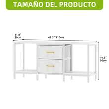 TV Cabinet For Up To 47 Inches - 110x30x50cm, 2 Fabric Drawers & 2 Open Shelves, Steel Frame, Living Room Furniture - 白色 - 查看 9