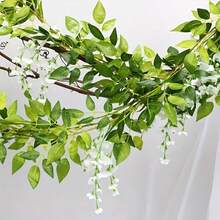 1/5/80 chiếc vòng hoa tử đằng, mặt dây chuyền hoa tử đằng, mặt dây chuyền dây leo hoa tử đằng bằng lụa giả màu trắng, thích hợp để trang trí cổng cưới, trang trí phòng, trang trí nhà cửa, phông nền bàn tiệc ngoài trời, quà tặng sinh nhật, tốt nghiệp. - Nhiều màu - Xem 6