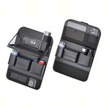 1-In-1 Heavy Duty Multi-Function Car Seat Storage Bag With Built-In Table And Cup Holder - Multifunctional Storage Unit With Ergonomic Backrest, Flat Tray And Storage Shelves - Car Seat Organizer Adapter For SUV And Sedan - Space-Saving Travel Storage Device (Compatible With Smartphones, Tablets And Laptops)