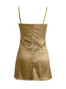 Váy ôm sát cơ thể màu trơn thời trang đường phố dành cho nữ - Màu Khaki - Xem 5