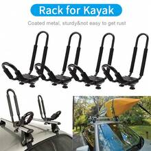 UNHO 4PCS Ultra Strong Load Kayak Rack J Bar Roof Rack Carrier Vehicle Space Saving - Black - View 3