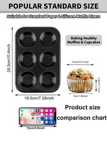 1pc Standard/Mini Muffin/Cupcake Baking Pan, 4/6/12/24/35/48 Cups Non-Stick Cake Mold, Baking Tool For Home Gatherings DIY Cakes, Bakeware, Kitchen Accessories - Black - View 10
