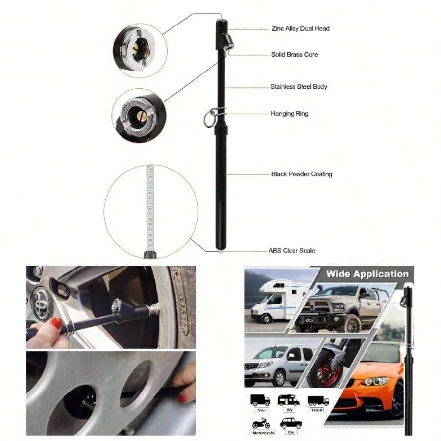 12'' Dual Tire Pressure Gauge, Heavy Duty Truck Tire Gauge Range 10 - 150PSI 1 - 10Bar, Non - Slip Handle And Extended Tube Semi Truck Car RV Van 2pcs - 2pcs - View 1