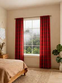 1 pezzo Tenda vintage a quadri rossi, tenda decorativa da finestra in stile fattoria vintage con passante superiore, adatta per camera da letto, cucina, balcone, soggiorno, decorazione per atmosfera festiva