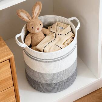 Cesta de lavandería extra grande, cesta de almacenamiento tejida minimalista, cesta de lavandería de gran capacidad con asas para ropa, juguetes, mantas, almohadas