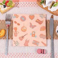 20张/40张/60张，歌舞女郎派对餐巾纸，橙色歌舞女郎鸡尾酒餐巾纸，炫彩派对装饰，适合生日、单身派对、女孩之夜用品，橙色歌舞女郎主题派对纸巾，带有迪斯科球/蝴蝶/牛仔靴图案，适合女性和女孩 - 彩色 - 查看 7