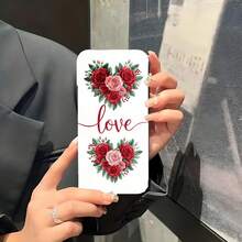 1PC Phone Case,  Love Roses Floral Design Pattern , Stylish Phone Case, Phone Decoration, All-around Lens Protection, Creative Small Gift, Funny Gift for Boys and Girls - Negro - Ver 5