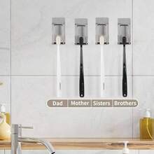 4 Pcs Adhesive Toothbrush Holders 304 Stainless Steel Toothbrush Holders Wall Mounted Toothbrush Holder Bathrooms Accessories 4, Silver - Bạc + 4 - Xem 2