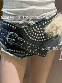 New Punk Rock Leopard Print Furry Retro American Style Fashion Belt Accessory, Y2K Waist Strap - Multicolor - View 5