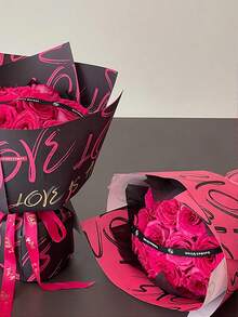 20张情人节鲜花包装纸，防水印花花束包装纸，适用于插花和礼品包装