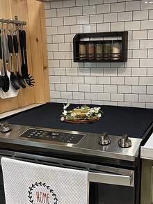 1 件装耐热炉灶保护垫，防刮擦，适用于电陶炉。可用作炉盖或沥水架垫；咖啡机及其他家电装饰；柔软海绵布，吸水性强的手巾/茶巾 - 最佳礼品，易于保养，厨房炉灶防护罩，耐热炉灶盖，装饰性炉灶盖，炉灶保护垫 - 黑色 - 查看 2