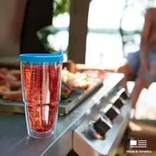 Tervis Made in USA Double Walled Clear & Colorful 24oz Lidded Insulated Tumbler Cup Keeps Drinks Cold & Hot, 24oz, Blue Lid(Amatista Individual) - Multicolor - Ver 7