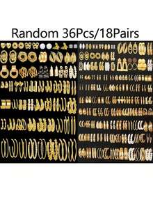 17KM Conjunto de 36/48/72 peças de brincos de argola com strass, modernos, simples, retrô e elegantes, perfeitos para irmãs, casais, férias, encontros, uso casual no dia a dia, festas, casamentos, Natal e Dia dos Namorados.