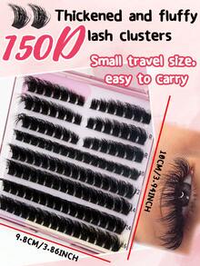 154 PEÇAS/138 PEÇAS/122 PEÇAS/106 PEÇAS Cílios Individuais Wispy Cluster Cílios Mikiwi Cílios Volumosos em Cluster 80D/100D/120D/150D Extensões de Cílios Individuais em Cluster Grossos Cílios em Cluster Curl D Fácil DIY em Casa - Preto - Visão 3
