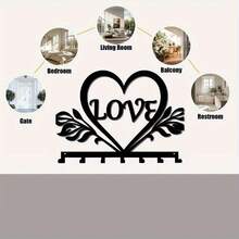 CIFbuy Fashionable Love Metal Key Hooks With 7 Hooks - Wall Mounted Storage Organizer, Suitable For Cat Pattern Decoration, Keys, Towels, Jackets, Kitchen Supplies, Etc. - Durable, Rust Proof Home Decoration, Perfectly Reflecting Warmth And Love,Suitable For Room Decor - Multicolor - View 6