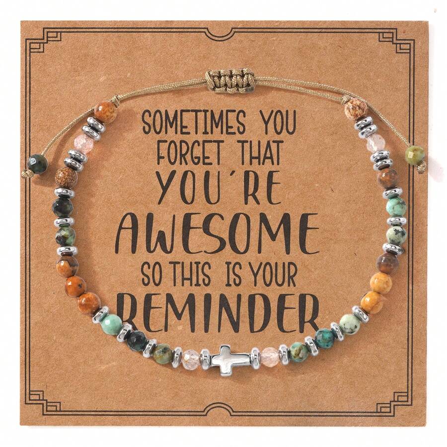 1 pieza Pulsera única de mujer con cuentas de piedras semipreciosas, diseño personalizado adecuado para uso diario, festivales, regalo para ella en su cumpleaños, Año Nuevo, Día de San Valentín - Multicolor - Ver 1