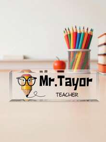 个性化办公桌铭牌 - 定制员工感谢礼品 - 亚克力办公桌铭牌 - 办公桌装饰礼品 - 送给老板、员工、教师、护士、经理的办公礼品（粉色兰花），完美的感谢礼品，个性化返校装饰，学习用品，送给教师，送给男孩女孩，送给青少年，初中生，高中生，大学生，大一新生，大二学生，低年级学生，度假氛围，办公室装饰