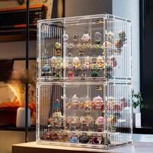 1件/套透明可叠放化妆品收纳盒，防尘防潮，多层设计，坚固美观，适用于各种尺寸的娃娃，易于清洁