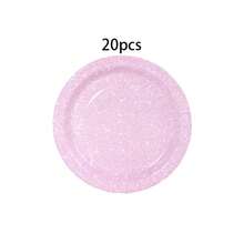 10件/20件/50件套装，粉彩闪光一次性7英寸餐盘和9盎司杯子 - 多色闪亮餐具 | 适合女孩下午茶派对、青少年生日、单身派对，马卡龙色（紫色/绿色/粉色/蓝色）餐盘和冷热饮杯，也适用于新娘送礼会、婚礼、婴儿送礼会等活动。 - 彩色 - 查看 27