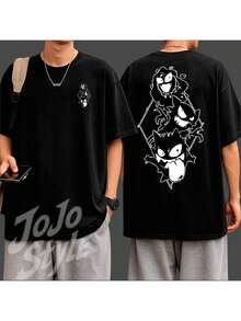 T-Shirt Anime Manga Video Game GengarHaunter Gastly Ghost Geek Unisex Male Female 100% Cotton Top Premium Streetwear Launch Immediate Shipping Various Colors!! Plus Size - 黑色 - 查看 1