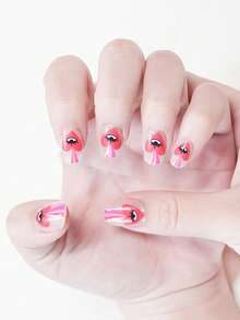 1 Tờ gồm 14 miếng dán móng tay gel tự dính, chống thấm nước và bền lâu, hình dán nghệ thuật móng tay 3D thời trang dành cho phụ nữ, bé gái, các buổi lễ tại nhà, tiệc khiêu vũ, ngày lễ, du lịch, làm móng nhanh, móng tay màu đỏ tía và lấp lánh bạc. - Màu Hồng Tươi - Xem 5