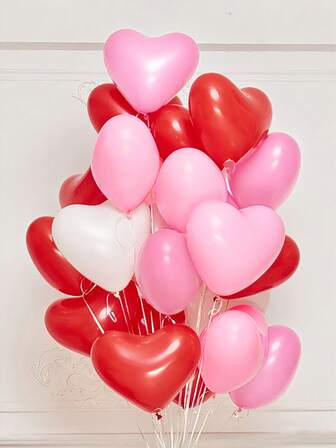 30pcs - 10 Inch Heart Shaped Latex Balloons In Red, Pink And White, Suitable For Valentine's Day, Proposal, Wedding Party, Bridal Shower, Birthday, Anniversary, Valentine's Day Decoration