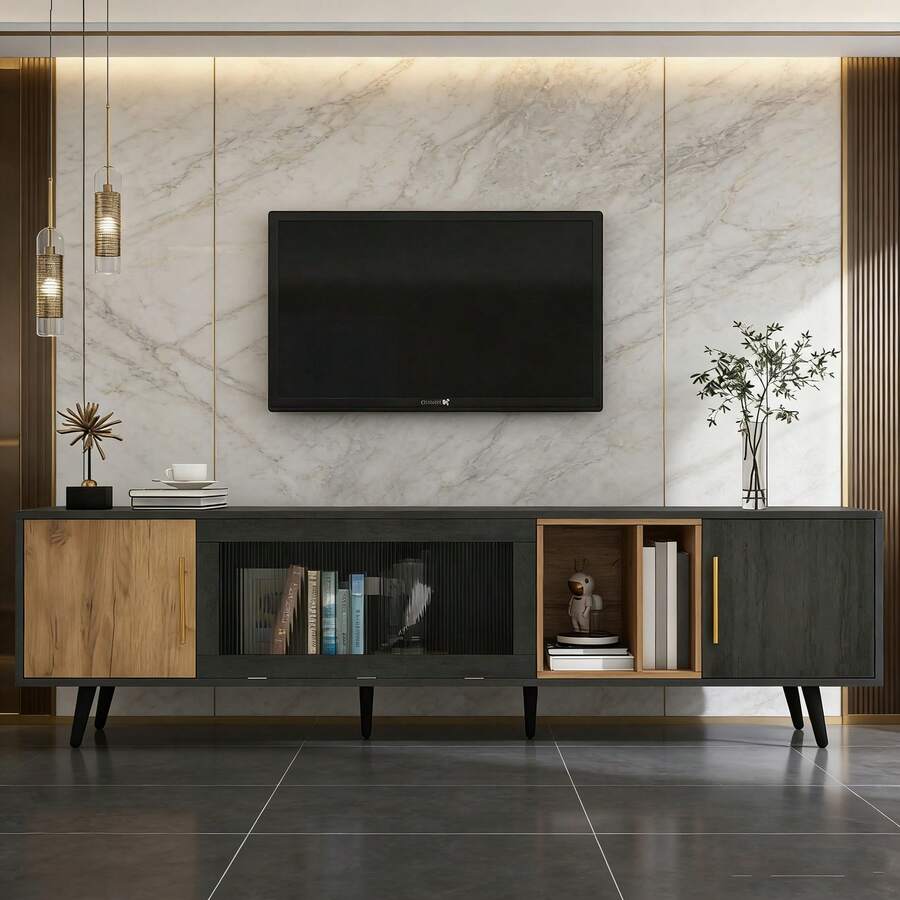 Television Stands & Entertainment Centers - Grey + MDF + 90 Inches Or Larger-1 - View 1