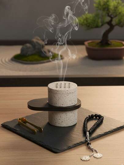 1件/套树脂香炉/熏香炉，黑白大理石纹理树脂手持香炉，带盖。适用于家庭、办公室、酒店大堂、节日装饰、房间装饰/家居装饰/桌面装饰、感恩节/圣诞节/万圣节等场合。