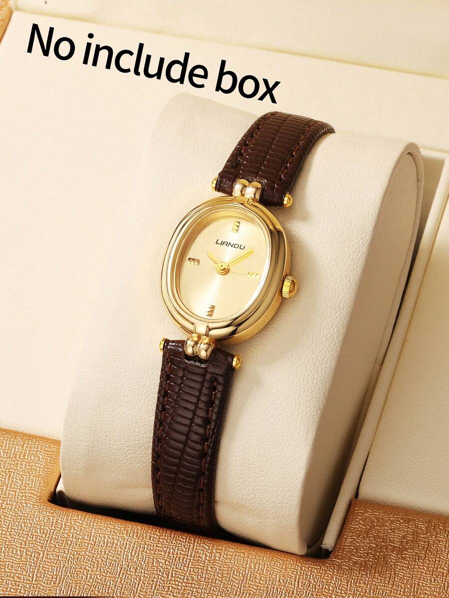 LIANDU 1 chiếc đồng hồ nữ thời trang thường ngày, kiểu dáng công sở, dây đeo bằng da PU cao cấp, phù hợp cho sử dụng hàng ngày, dự tiệc, công sở, làm quà tặng ngày lễ và kỷ niệm. - màu nâu - Xem 1