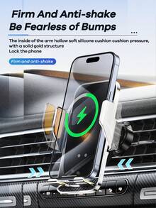 REMAX 15W无线快充车载手机支架；自动感应开合；防滑手柄和过热保护；Type-C充电器兼容苹果/安卓；兼容手机壳，90°旋转；通用汽车配件；汽车用品；