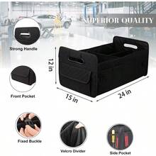 Car Trunk Organizer For SUV Car Storage Organizer Collapsible Multi Compartment Container Box Adjustable Car Accessories For Women/Men Large Black - Black - View 3
