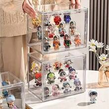 1件/套透明可叠放化妆品收纳盒，防尘防潮，多层设计，坚固美观，适用于各种尺寸的娃娃，易于清洁