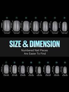 HOTWAY 450片装 - 方形、梯形、椭圆形、杏仁形 - 全磨砂亚克力假指甲片，15种尺寸可选，常用于美甲和DIY美甲产品