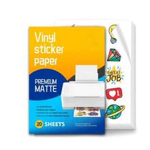 20/40/50 ورقة A4 من ورق الملصقات المطبوع من البولي إيثيلين التيرفثالات للطابعات النفاثة للحبر، أبيض مطفي مقاوم للماء، ورق ملصقات لاصق ذاتي 8.3 بوصة * 11.7 بوصة - يجف بسرعة ويحتفظ بالحبر بشكل رائع - مادة - مشاهدة 1