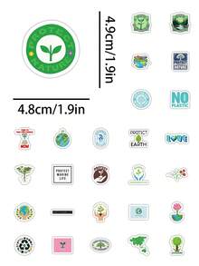60PCS/63PCS Cute -Themed Stickers - Back To School Notebook Decals & Phone Metal Decor For World Environment Day (Locker/Water Bottle)